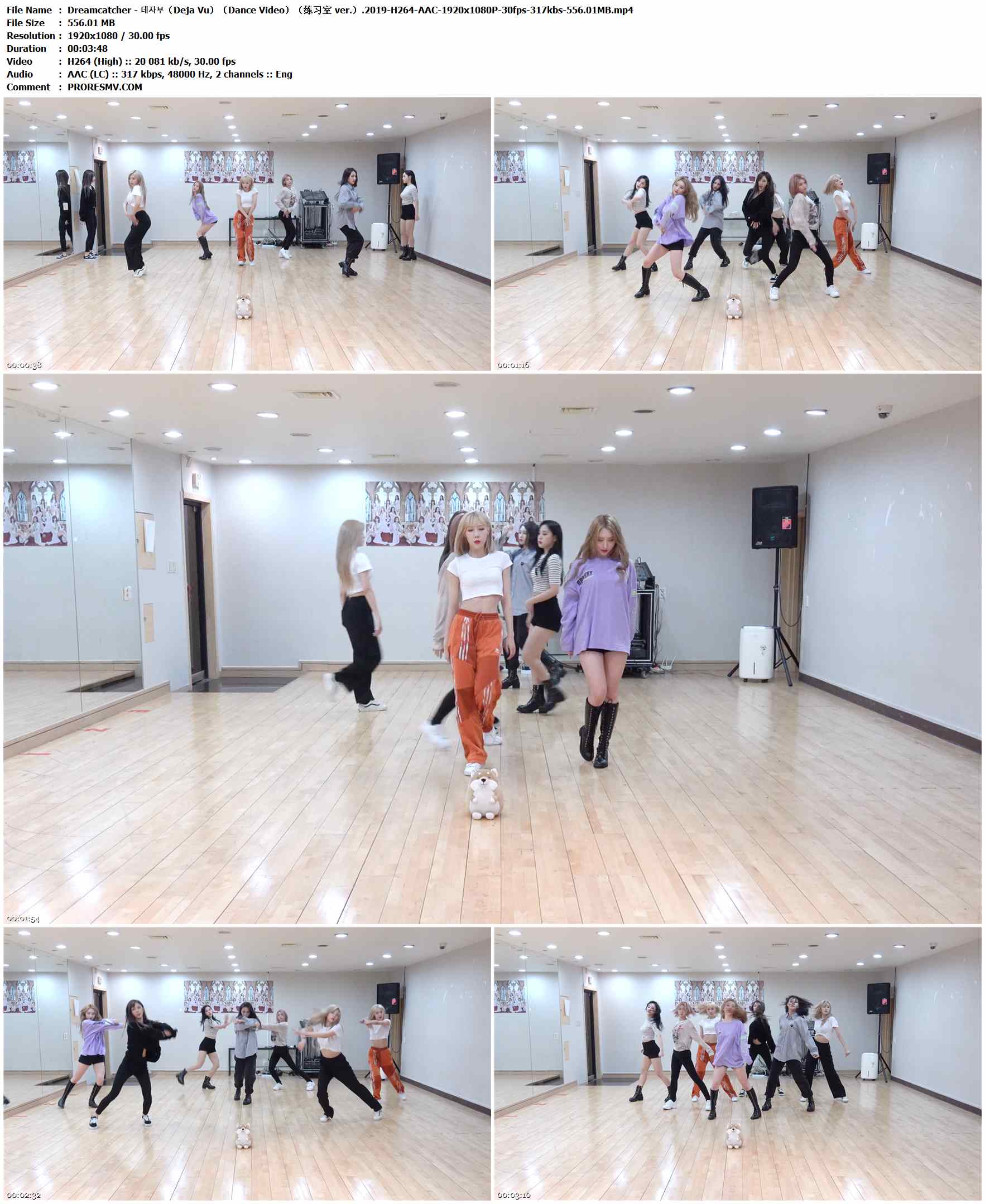 Dreamcatcher - 데자부（Deja Vu）（Dance Video）（练习室 ver.）.2019-H264-AAC-1920x1080P-30fps-317kbs-556.01MB官方MV_高清MV